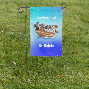 4 Cavalier King Charles Spaniels on a Boat Garden Flag