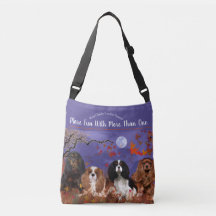 4 Cavalier King Charles with Leaves Tote Bag