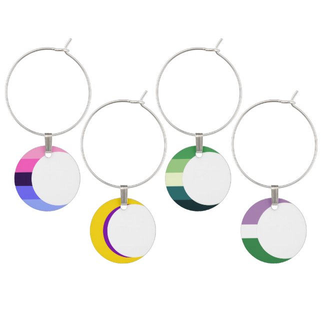4 Charms: Aromantic, Genderqueer, Intersex, Omni Wine Charm (Staggered)