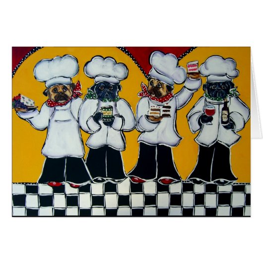 4 Chef Pugs Cards (Front Horizontal)