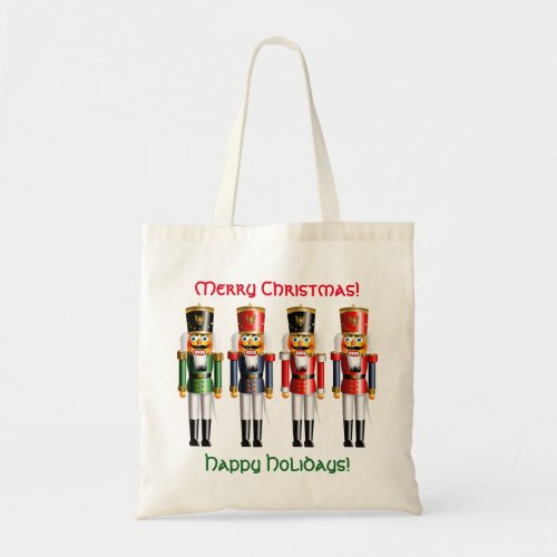 4 Christmas Nutcracker Toy Soldiers Tote Bag