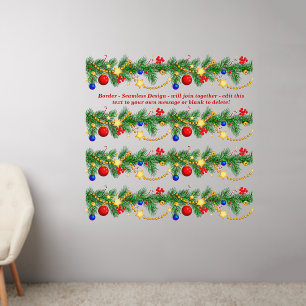 4 Christmas Theme  Border Seamless Add Text 50" Wall Decal
