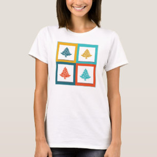 4 Christmas Trees Retro Design T-Shirt
