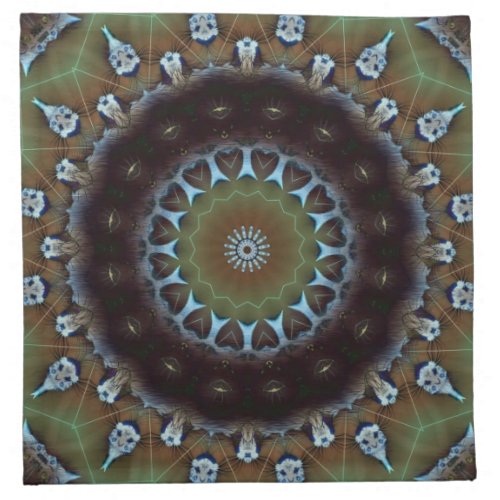 4 Cloth Napkins Olive Green Heart Kaleidoscope