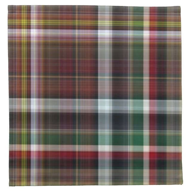 4 Cloth Napkins, Plaid Red Green White (Front)