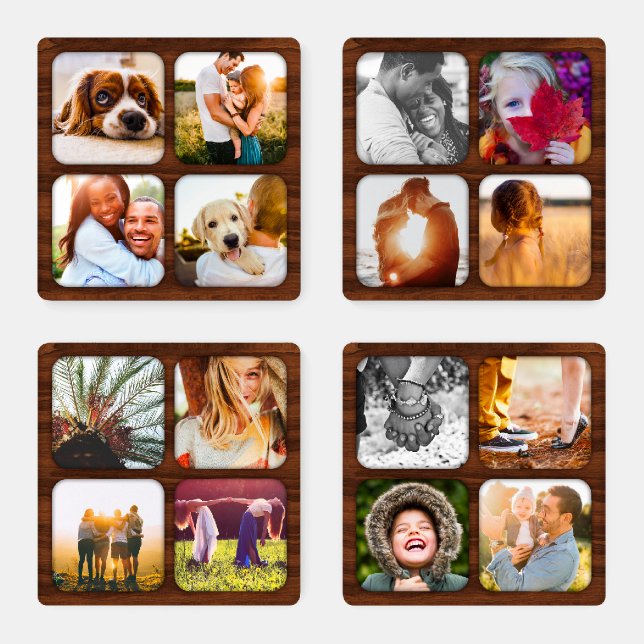 4 Coaster Set Wooden 16 Photo Template Acrylic (Set)