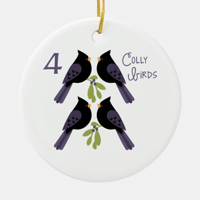 4 Colly Birds Ceramic Ornament (Front)