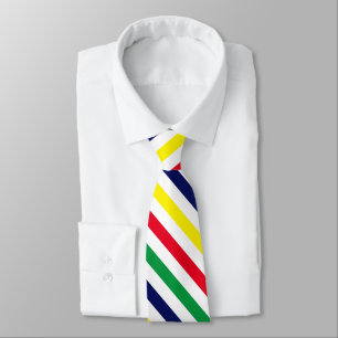 4 Color Diag Stripe Red Blue Yellow Green Wht Neck Tie