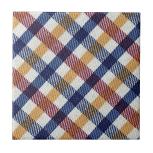 4 Color Plaid Checked Fabric - Vintage - Ceramic Tile
