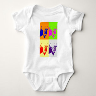4 Color Pop Art Buffalo Bison Baby Bodysuit