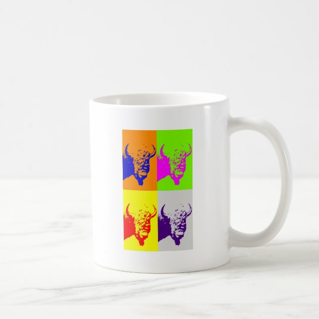 4 Color Pop Art Buffalo Bison Coffee Mug (Right)