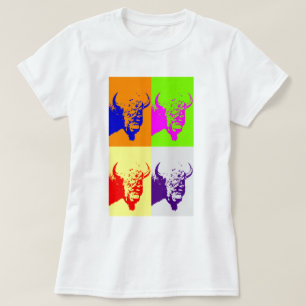 4 Color Pop Art Buffalo Bison T-Shirt