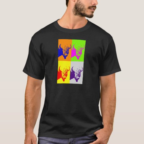 4 Color Pop Art Buffalo Bison T_Shirt