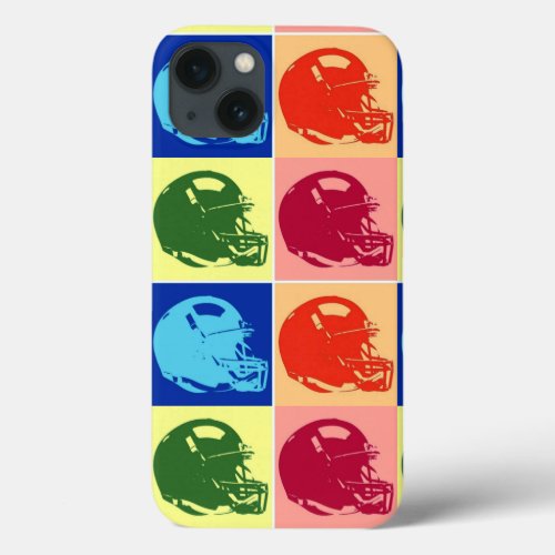 4 Color Pop Art Football Helmet iPhone 13 Case