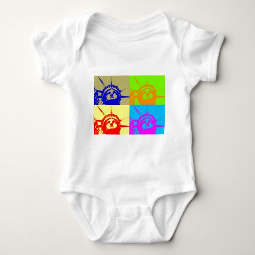 4 Color Pop Art Lady Liberty Baby Bodysuit