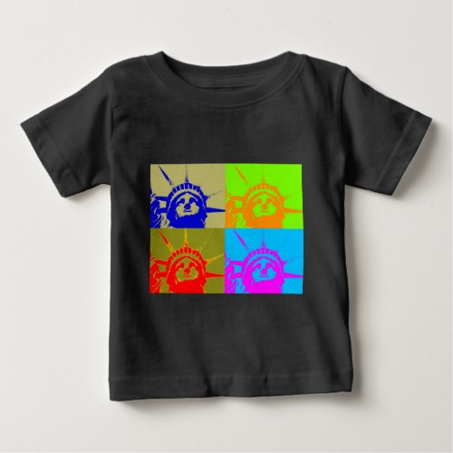 4 Color Pop Art Lady Liberty Baby T_Shirt