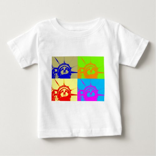 4 Color Pop Art Lady Liberty Baby T_Shirt