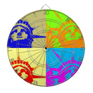 4 Color Pop Art Lady Liberty Dart Board
