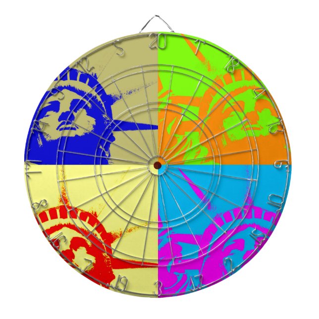 4 Color Pop Art Lady Liberty Dart Board (Front)