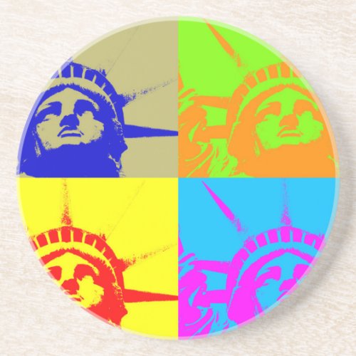 4 Color Pop Art Lady Liberty Drink Coaster