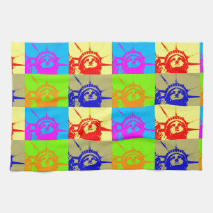 4 Color Pop Art Lady Liberty Kitchen Towel