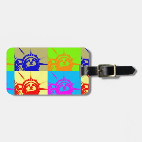 4 Color Pop Art Lady Liberty Luggage Tag