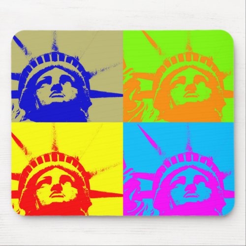 4 Color Pop Art Lady Liberty Mouse Pad
