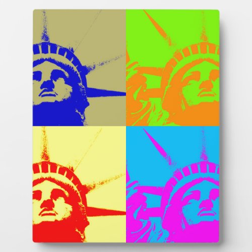 4 Color Pop Art Lady Liberty Plaque
