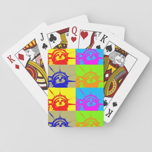 4 Color Pop Art Lady Liberty Poker Cards