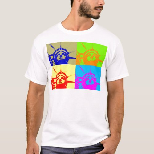 4 Color Pop Art Lady Liberty T_Shirt