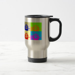 4 Color Pop Art Lady Liberty Travel Mug
