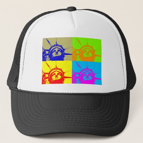 4 Color Pop Art Lady Liberty Trucker Hat
