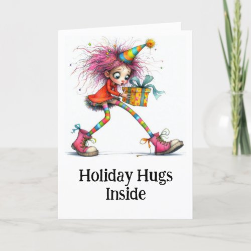 **4 Colorful Whimsical Christmas Girl Gift AP97  Thank You Card