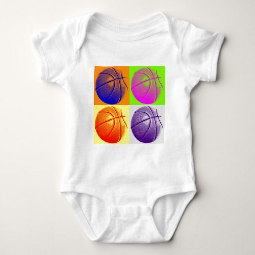 4 Colors Pop Art Basketball Baby Bodysuit