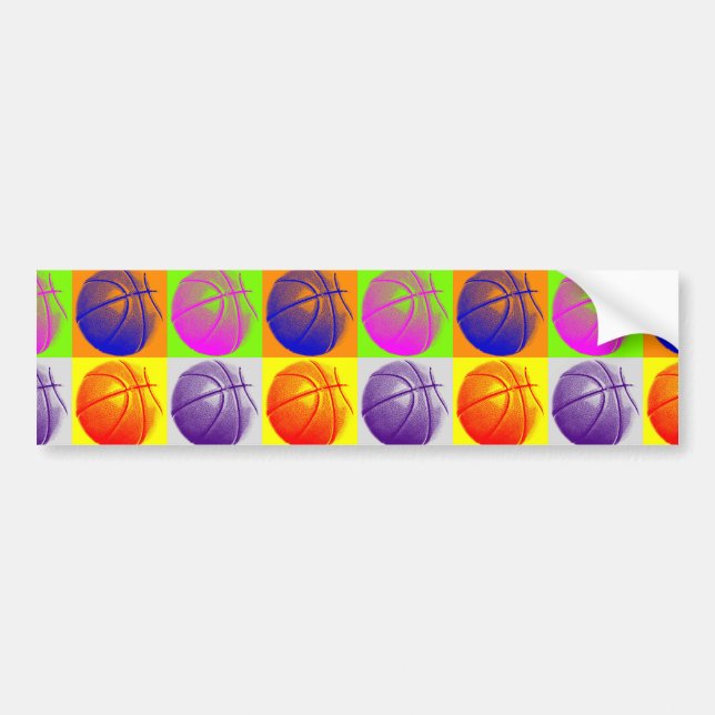 4 Colors Pop Art Basketball Bumper Sticker (Front)