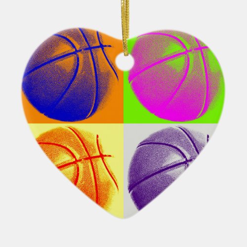 4 Colors Pop Art Basketball Ceramic Ornament