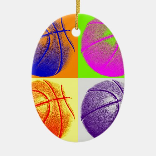 4 Colors Pop Art Basketball Ceramic Ornament