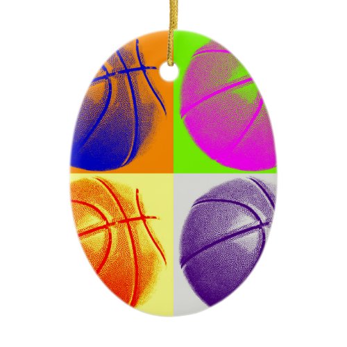 4 Colors Pop Art Basketball Ceramic Ornament