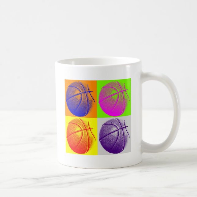 4 Colors Pop Art Basketball Coffee Mug (Right)