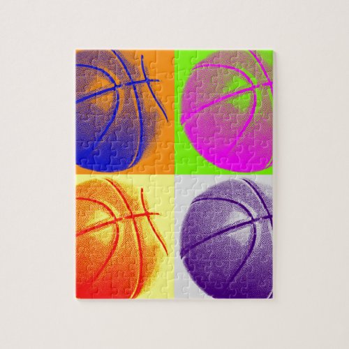 4 Colors Pop Art Basketball Jigsaw Puzzle