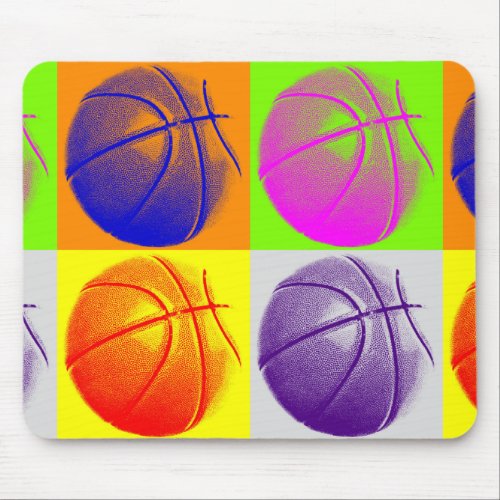 4 Colors Pop Art Basketball Mouse Pad