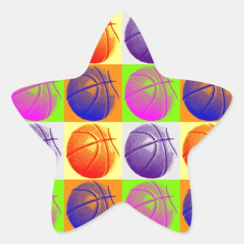 4 Colors Pop Art Basketball Star Sticker