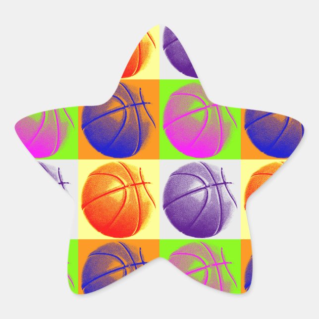 4 Colors Pop Art Basketball Star Sticker (Front)