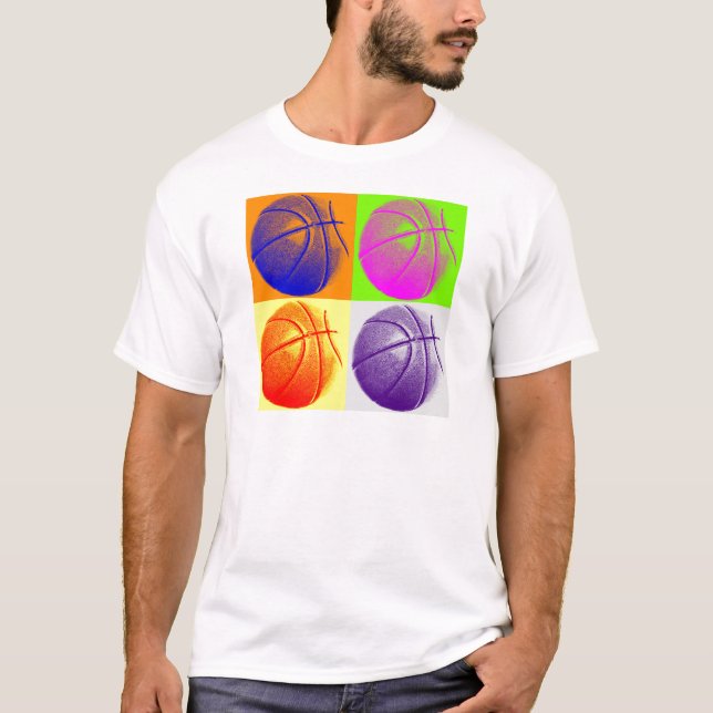 4 Colors Pop Art Basketball T-Shirt (Front)