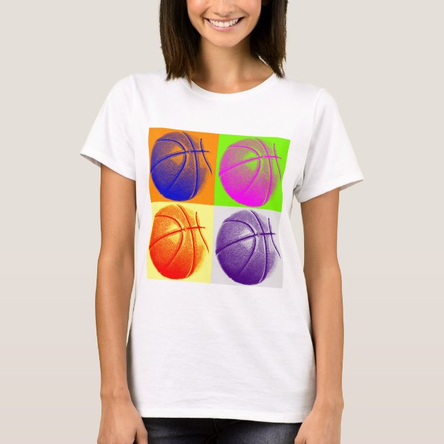 4 Colors Pop Art Basketball T-Shirt (Front)