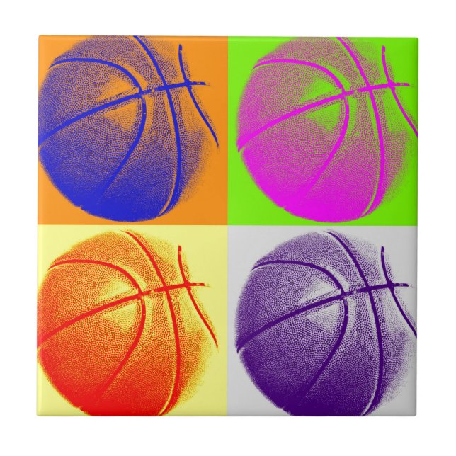4 Colors Pop Art Basketball Tile (Front)