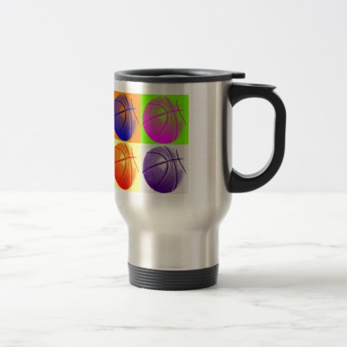 4 Colors Pop Art Basketball Travel Mug