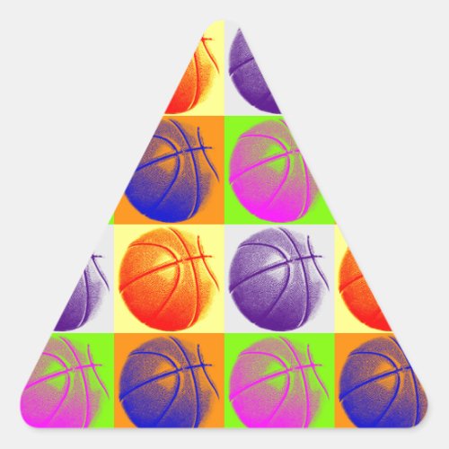 4 Colors Pop Art Basketball Triangle Sticker