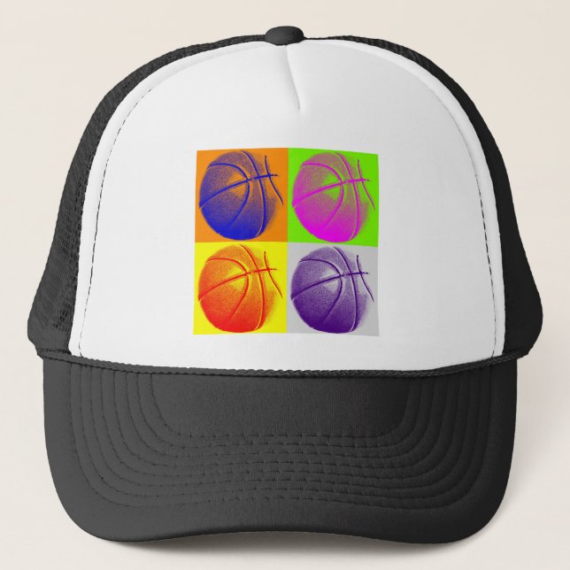 4 Colors Pop Art Basketball Trucker Hat (Front)