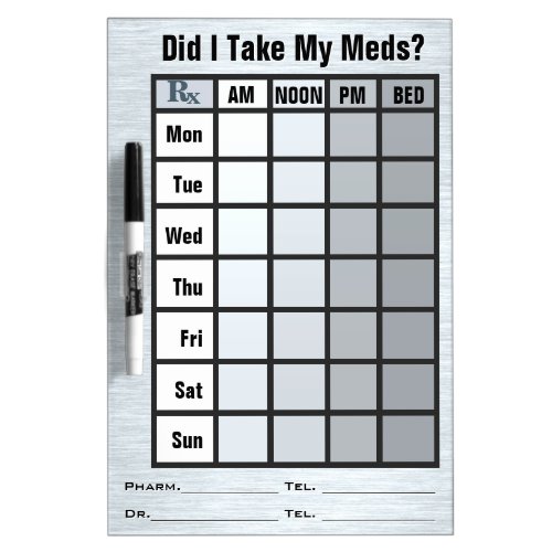 4 Column Medication Check List _ Personalized Dry_Erase Board